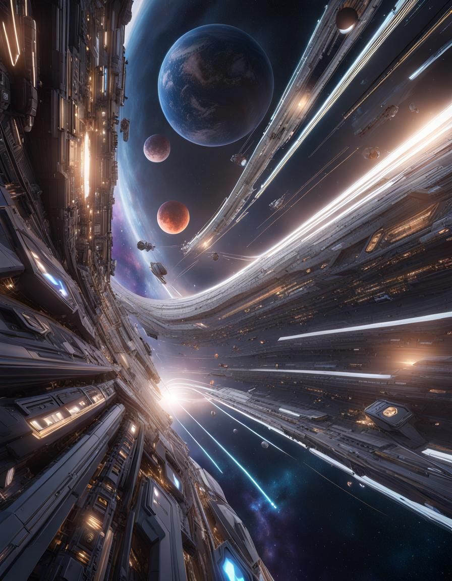 Maximalist Interstellar Space with Stellar Bodies in 3D Anim...