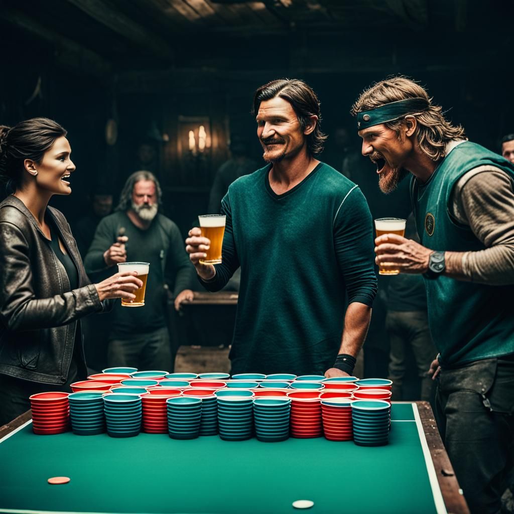 Pedro Pascal and Gina Carano Play Beer Pong