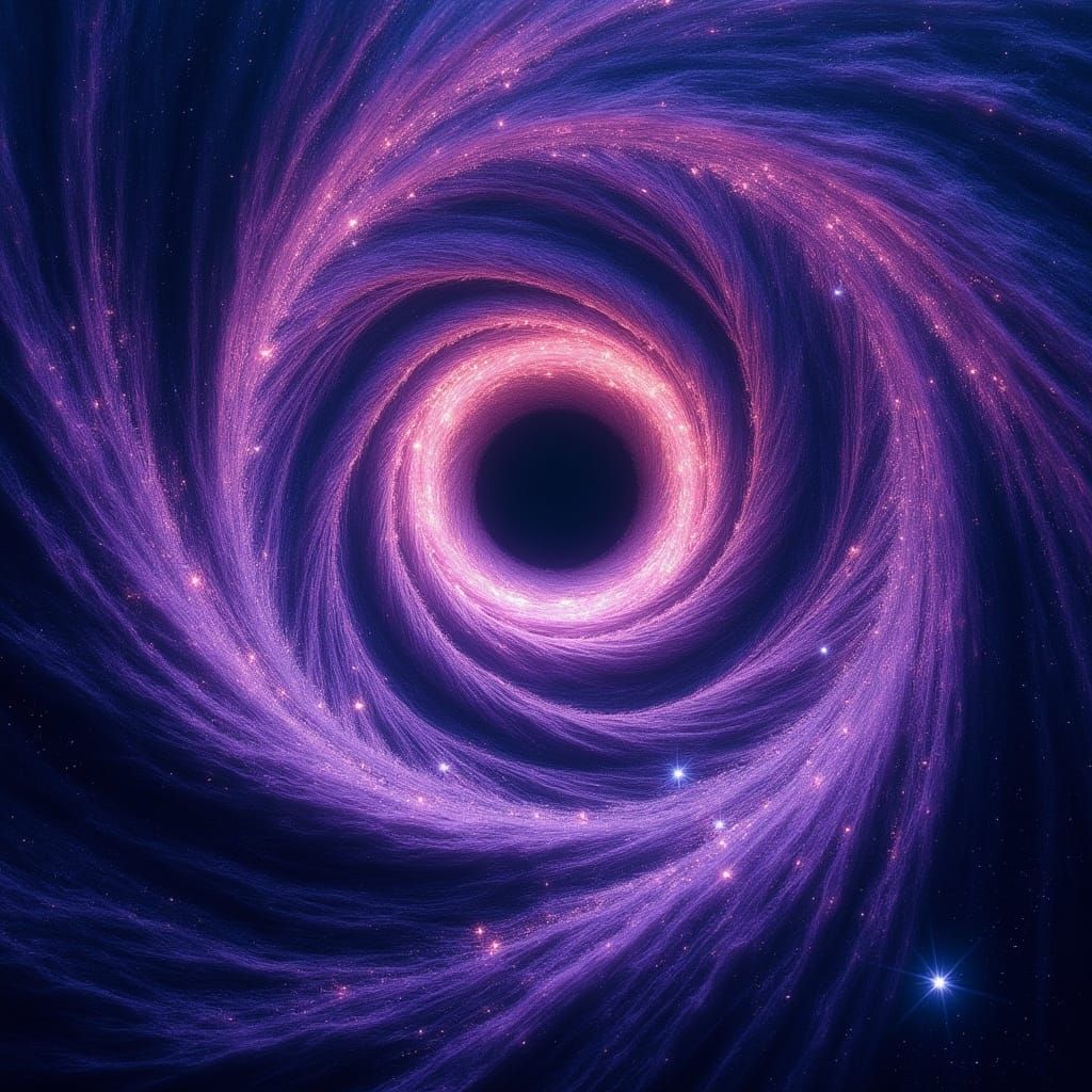 Cosmic Surrealist Painting: Vibrant Purple Black Hole in Swi...