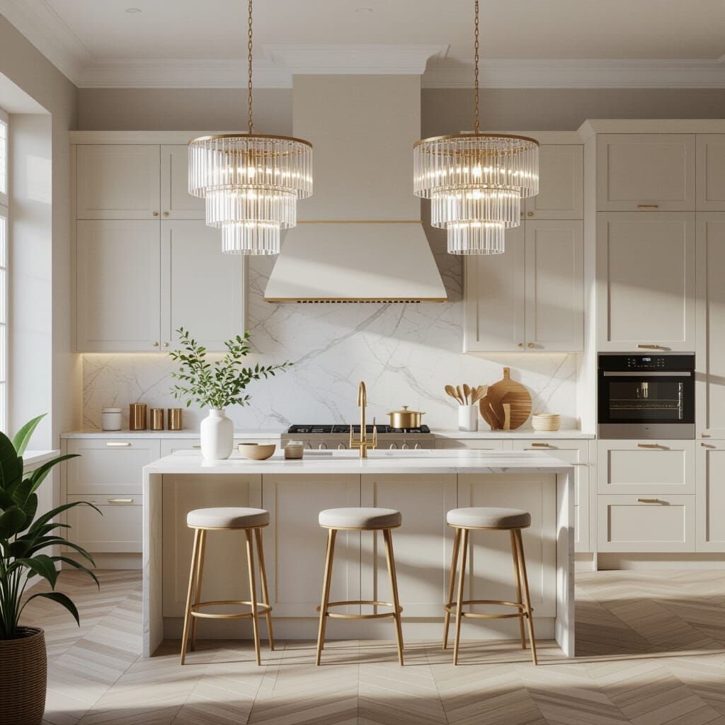 3D Render of a Calm and Functional Beige Kitchen