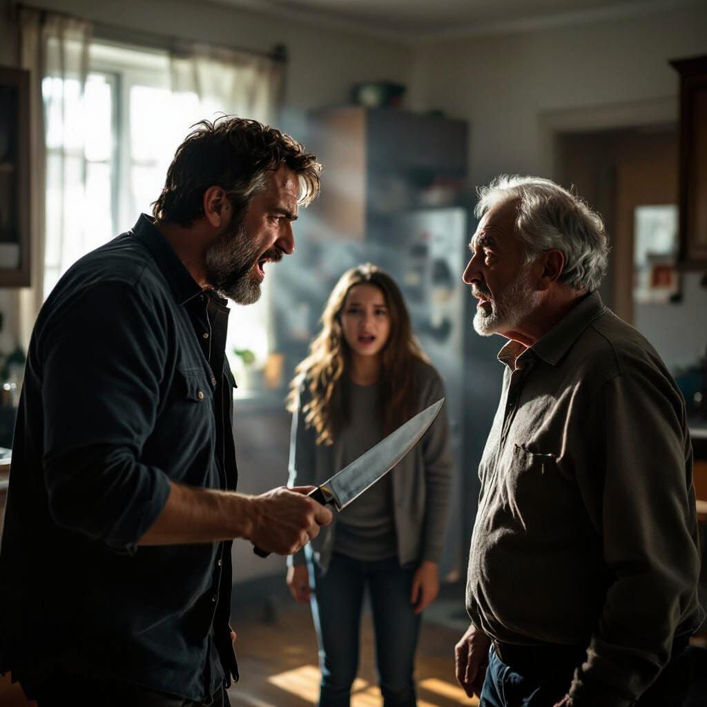 Tense Confrontation in Chaotic Apartment