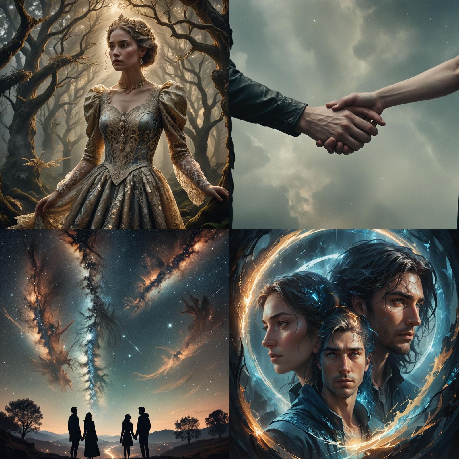 Forbidden Love Across Distant Worlds in Hyperrealistic Style