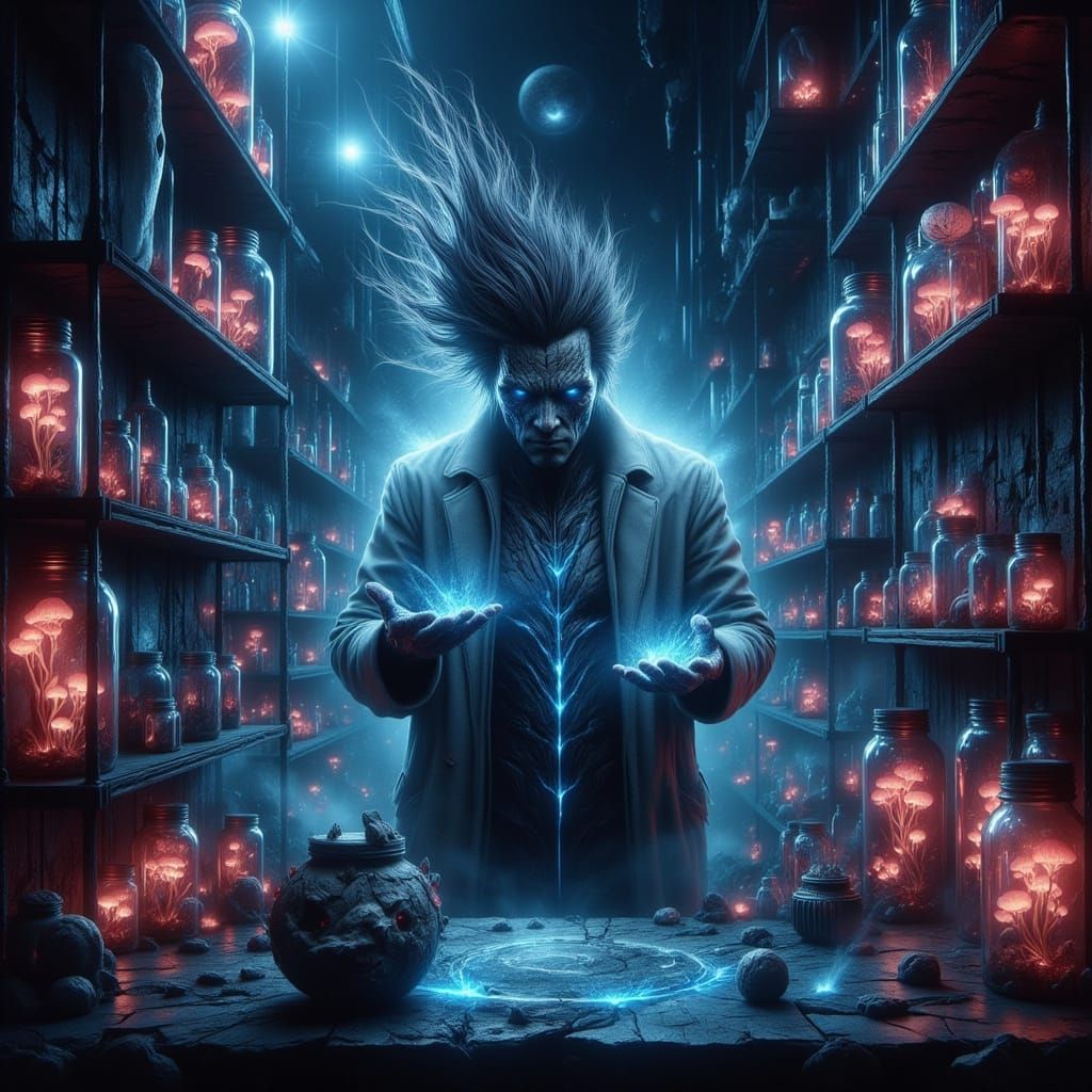 Mad Scientist's Psychedelic Mushroom Laboratory