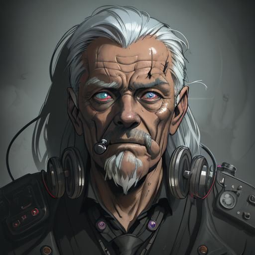 Ominous Portrait of Elderly Man with Oxygen Mask