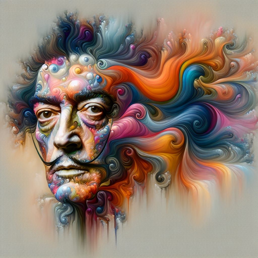 Surreal Portrait in Dali Style, 4K Oil Painting