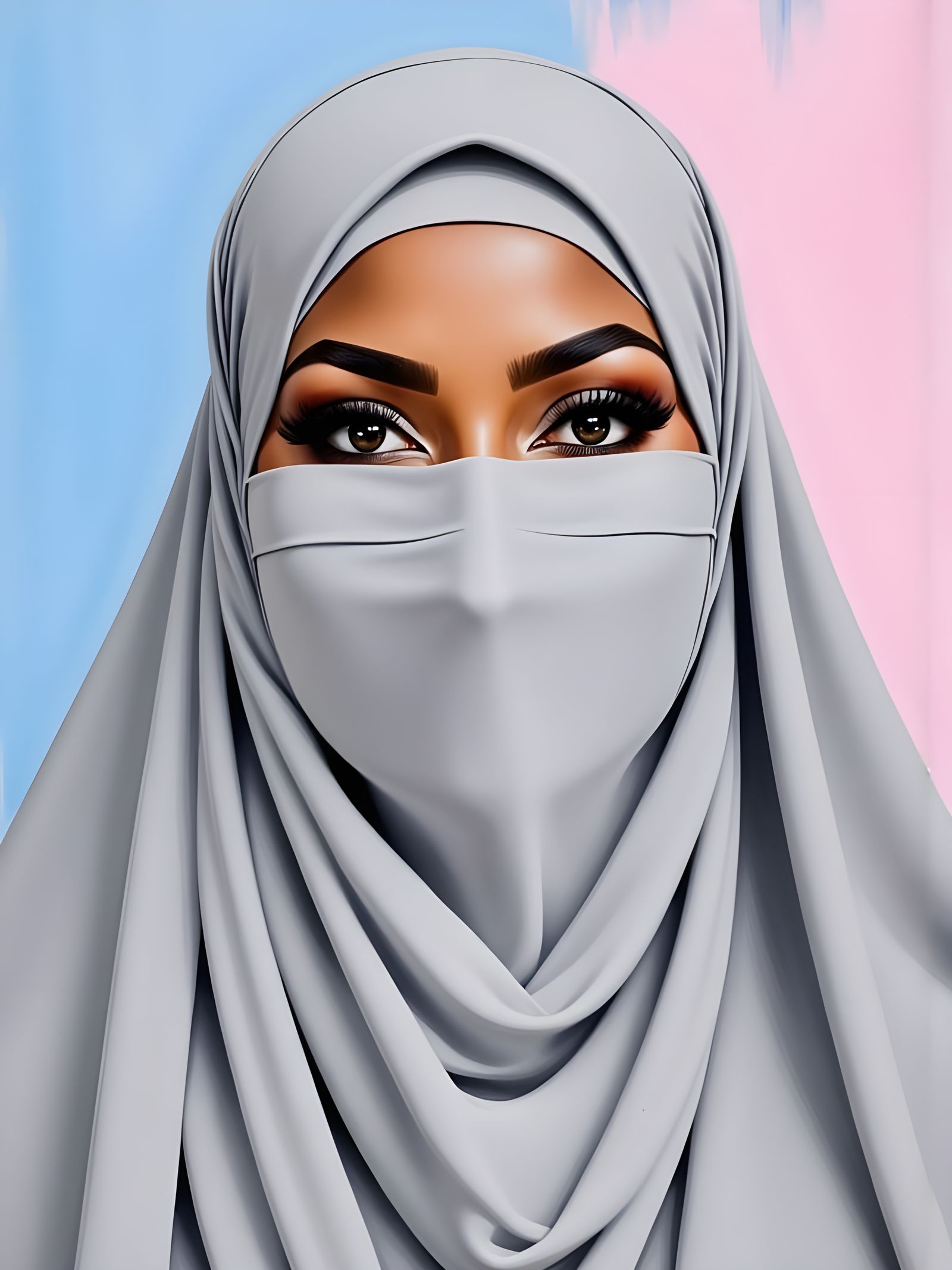 Modest Portrait of Woman in Hijab and Niqab