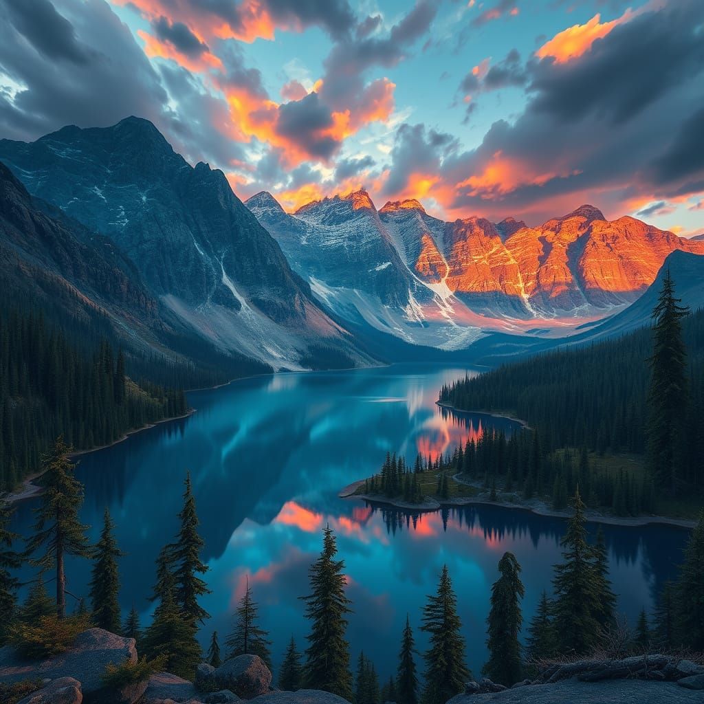 Epic Bear Lake View Matte Painting