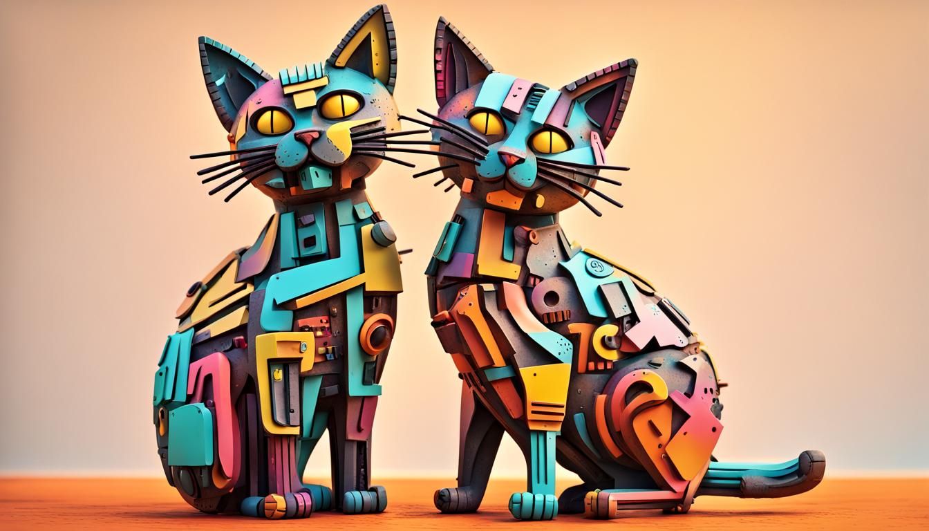 Wasteland Punk Typographic Cat Sculpture