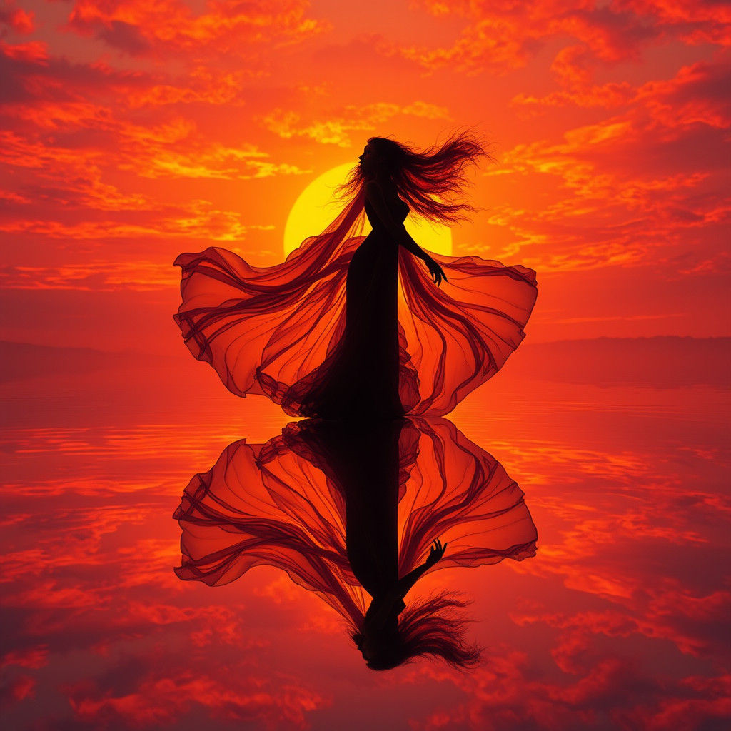 Silhouette in Sunset: A Digital Art Masterpiece