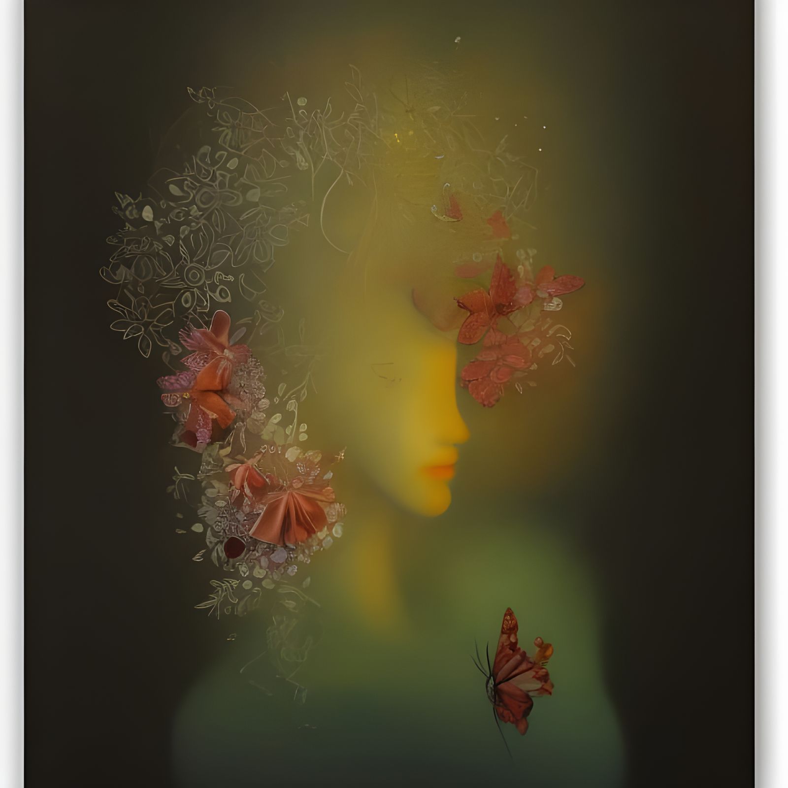 Ethereal Double Exposure with Geometric Embroidery