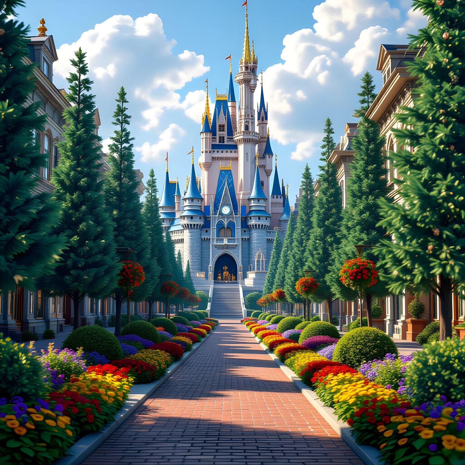 digital image of autumn time. a majestic magic school, tower...