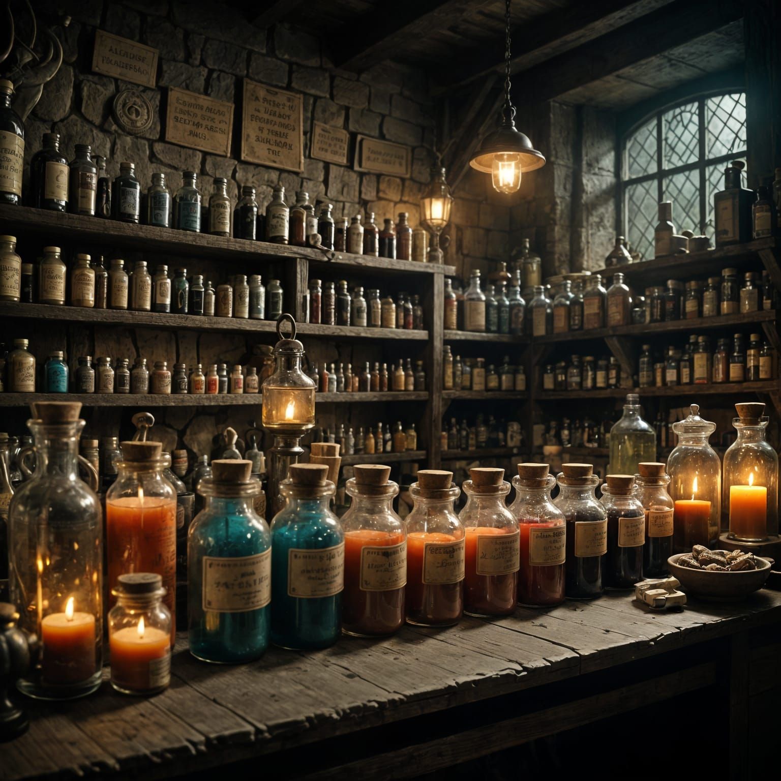 Medieval Apothecary Shop in Cinematic Film Style
