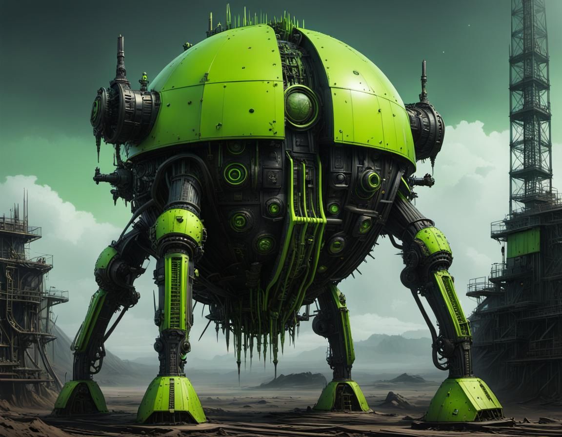 Ominous Interstellar Warhammer with Lime Green Energy