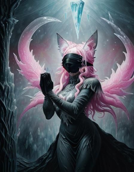 Icy Fox-Girl Prayer in a Frozen Wasteland