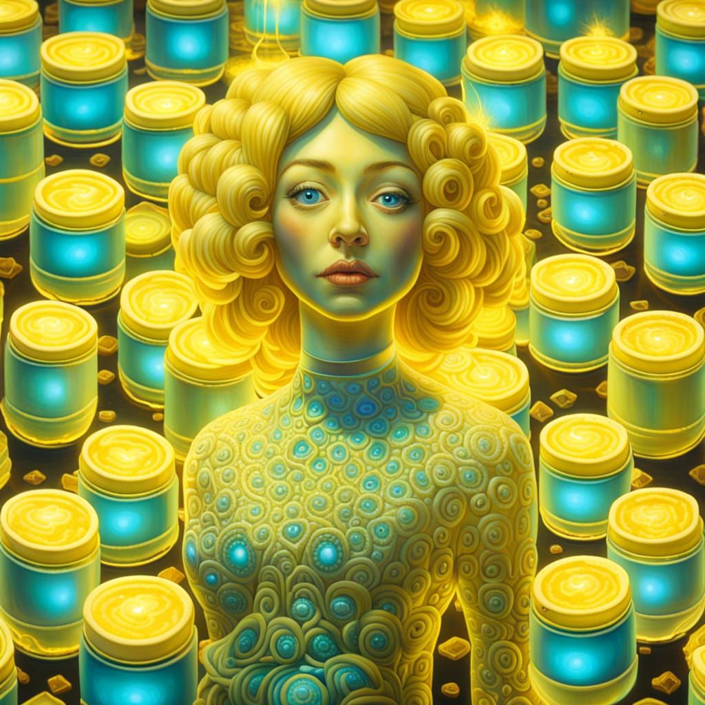Surreal Butter Goddess Jars with Glowing Auras