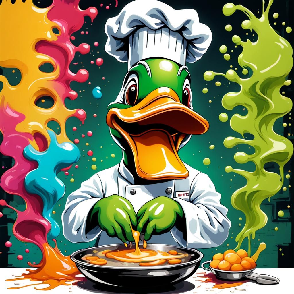 Green Duck Chef Hosts Cooking Show in Graffiti Art