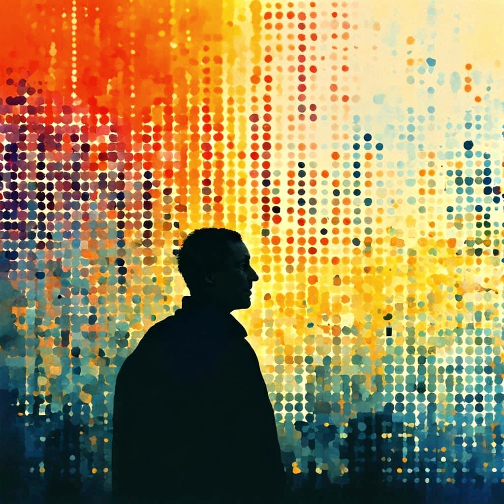 Impressionist Dots Portrait in Vibrant Gradient Colors