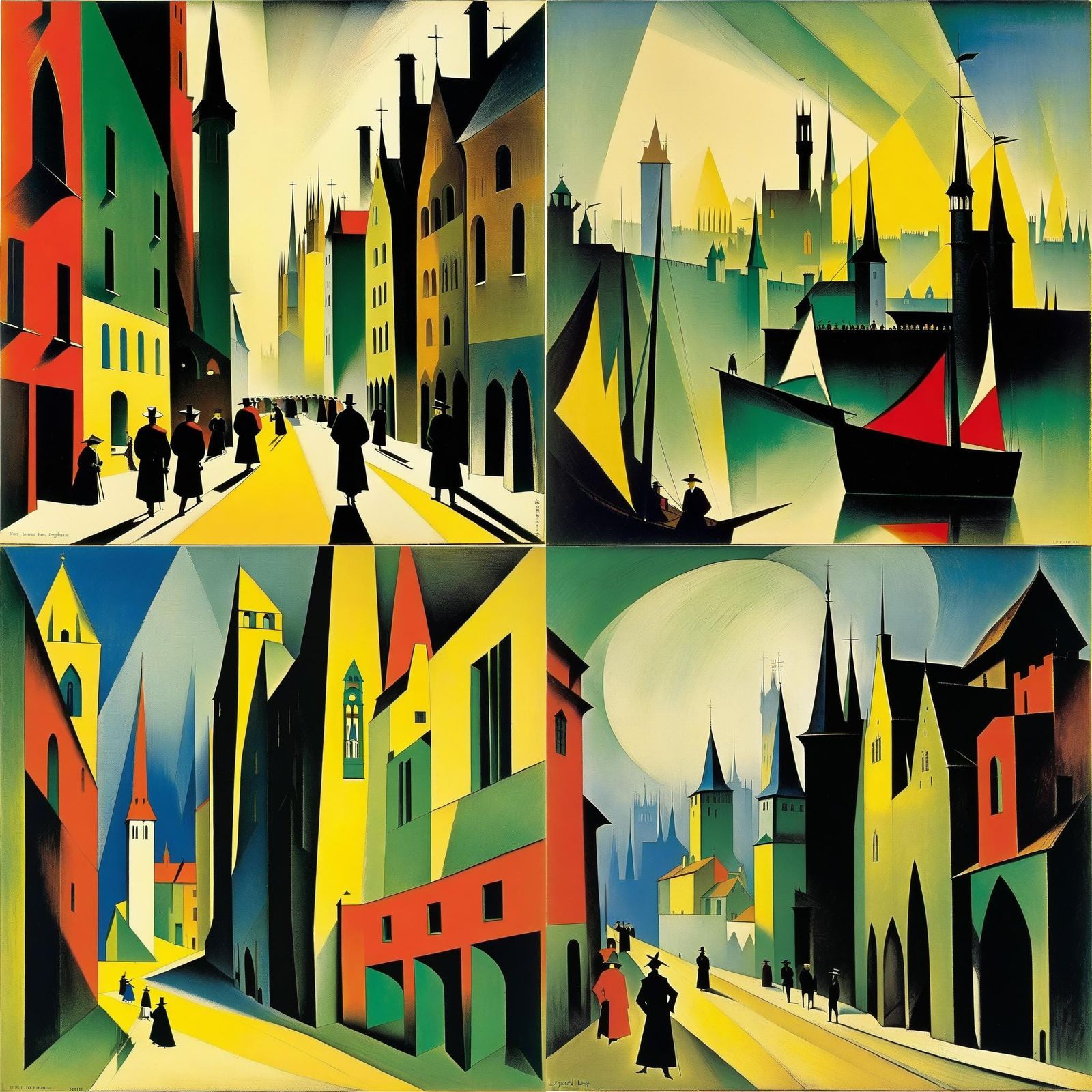 Geometric Composition in Cubist-Expressionist Style