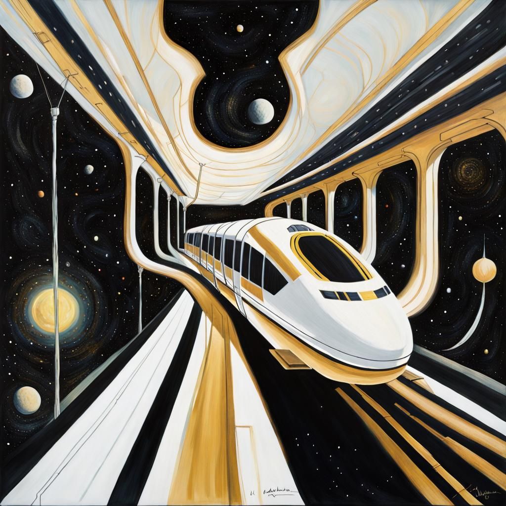 Interstellar Monorail Gleaming in the Void