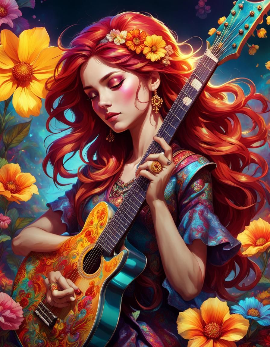 Psychedelic Sunset Shimmer Guitar Dreamscape