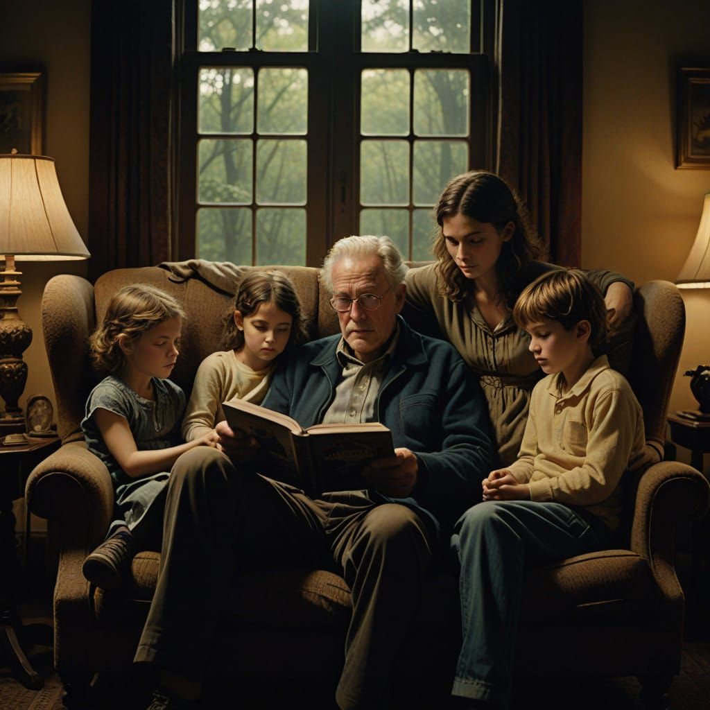 Grandfather's Heartwarming Reading Moment in Cinematic Style