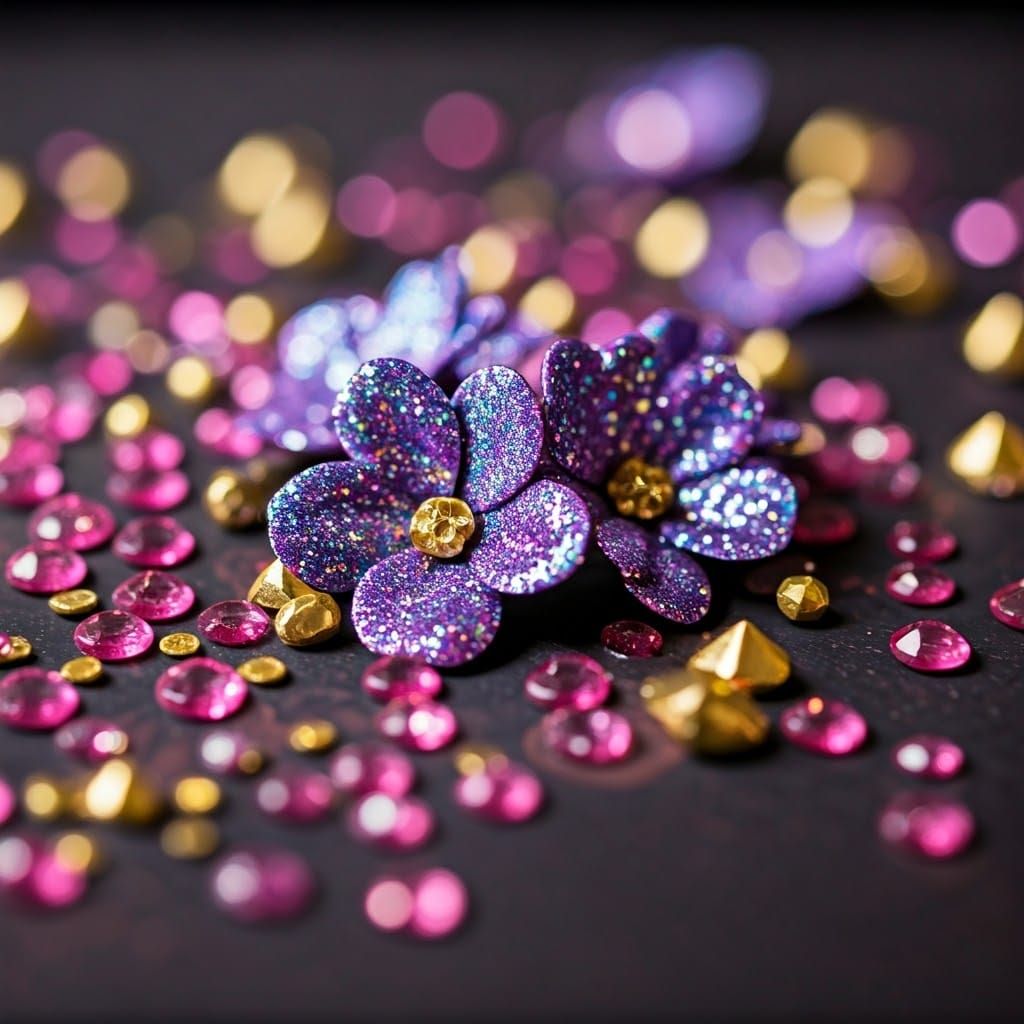 Crystals and Flowers in Art Nouveau Style