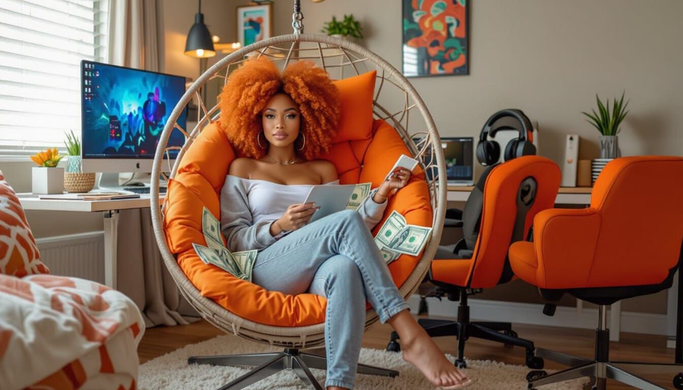 Nigerian Lady with Orange Afro, Photorealistic Style