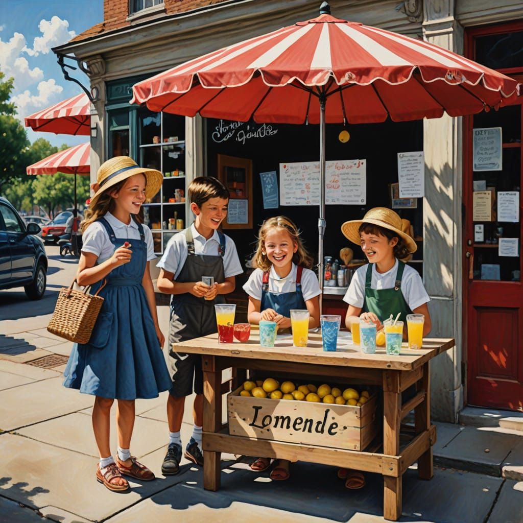 Children's Lemonade Stand on a Sunny Day