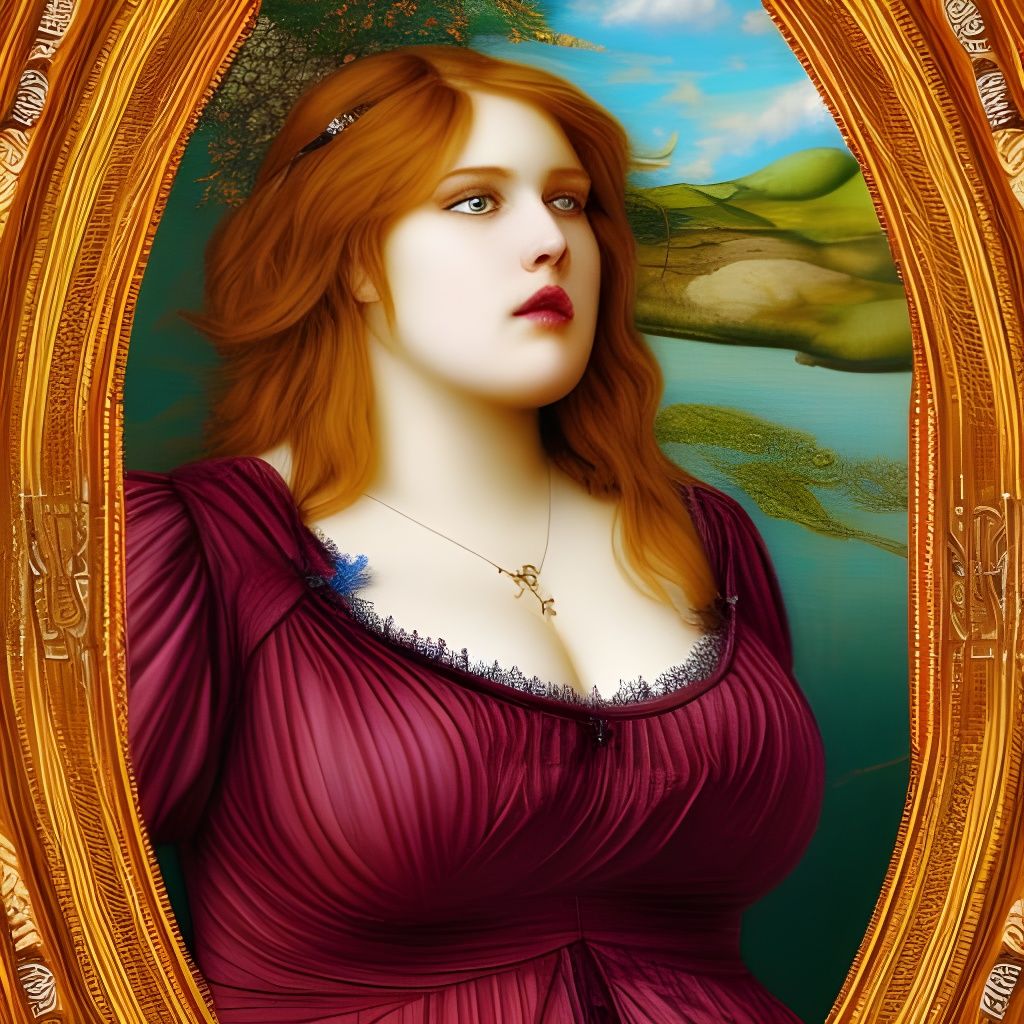Pre-Raphaelite Blonde Woman in Deep Color