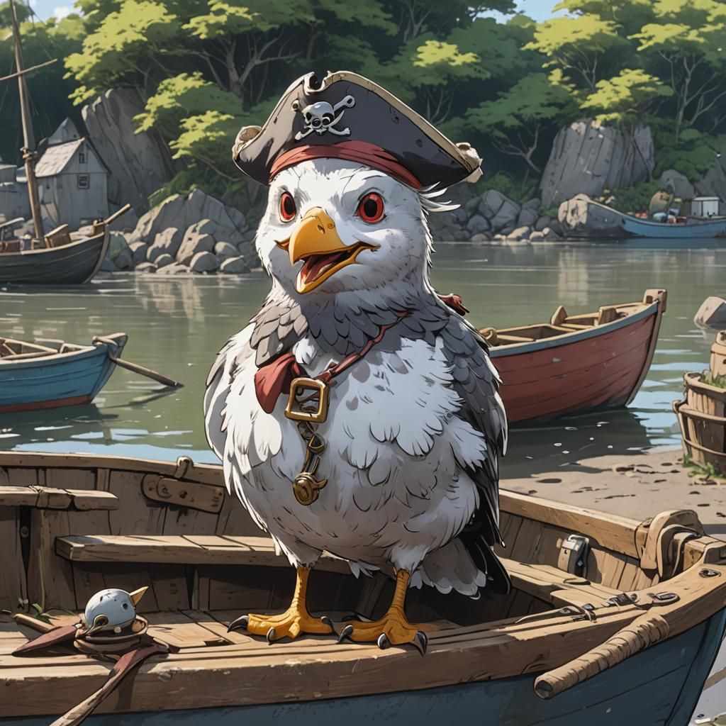 Insane Seagull Pirate in Redwall Anime Style