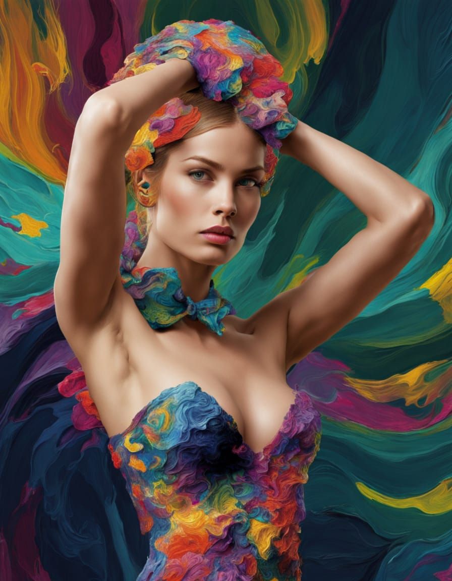 Impasto Artwork Captures Fashion Elegance