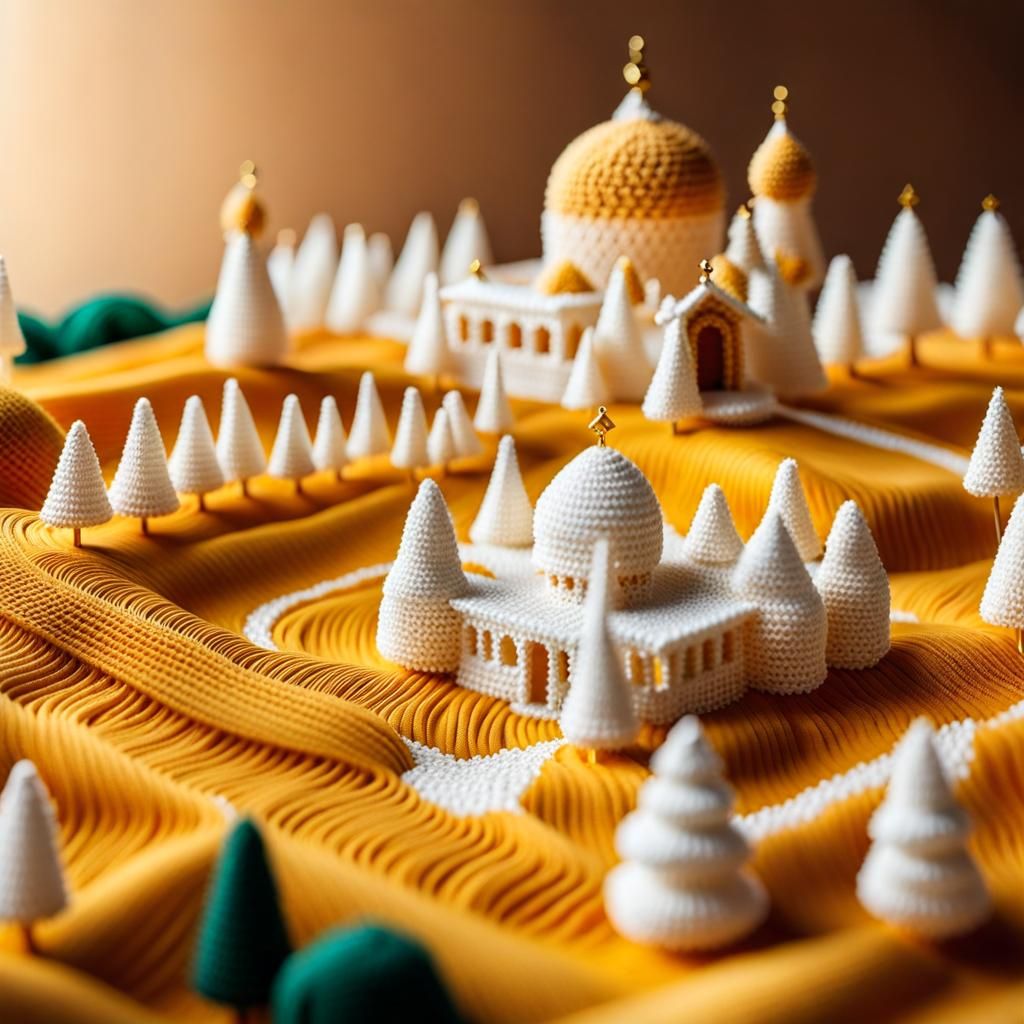 Isometric Crochet Miniature World in Fairycore Style