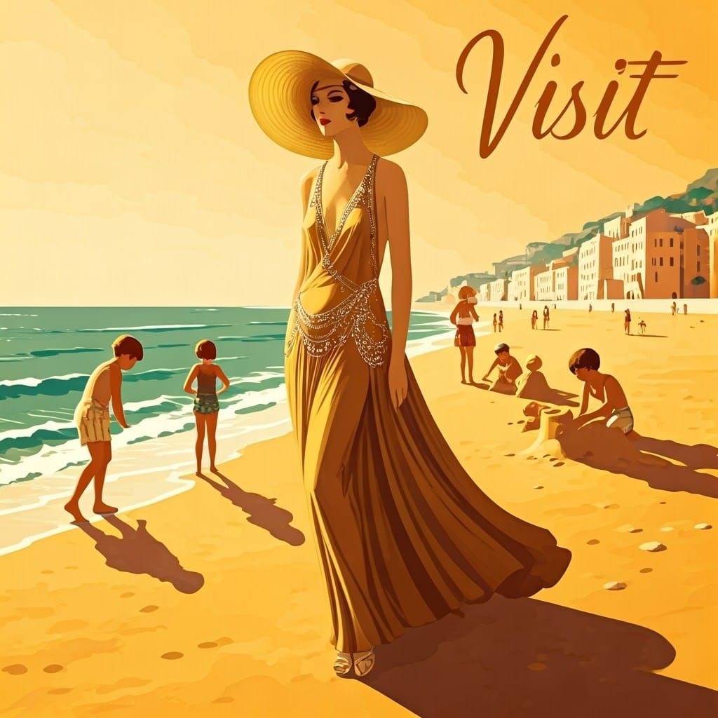 Art Deco Lady on Sunny Beach