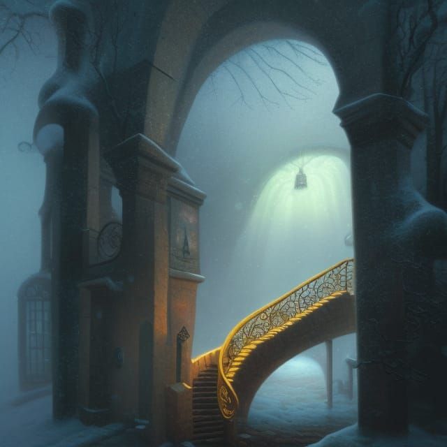 Abstract Stairs Portal in Detailed Matte Painting