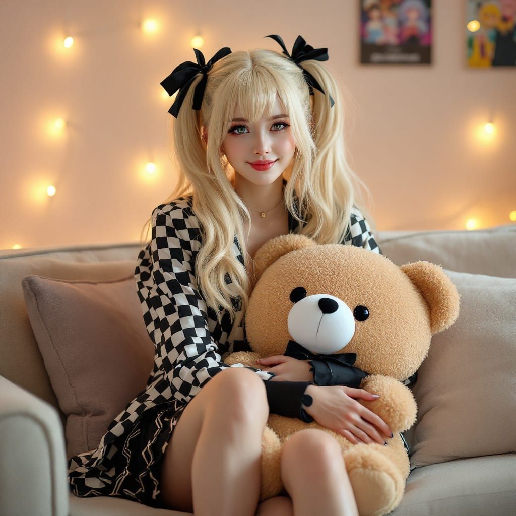 Cosplay Portrait of Junko Enoshima with Monokuma Plush