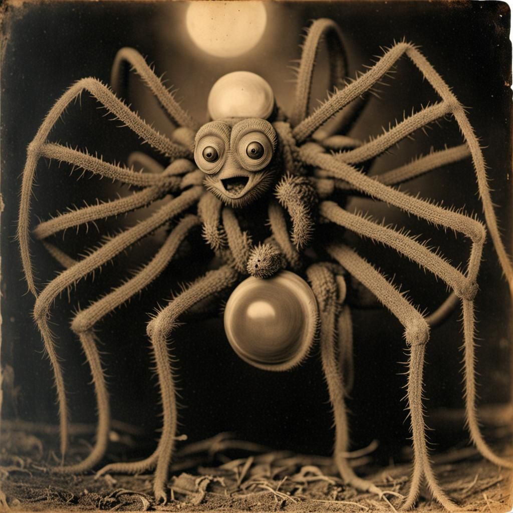 Nightmarish Creatures in Sepia Photograph