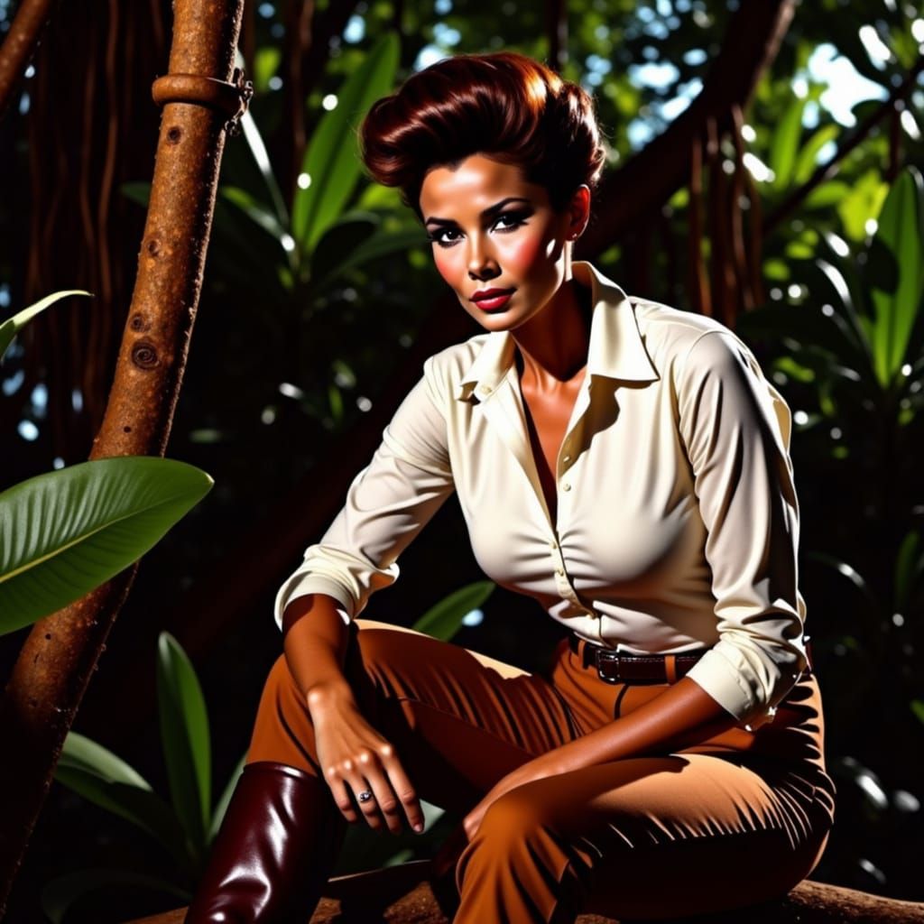 Film Noir Jungle Portrait of Fashion Model