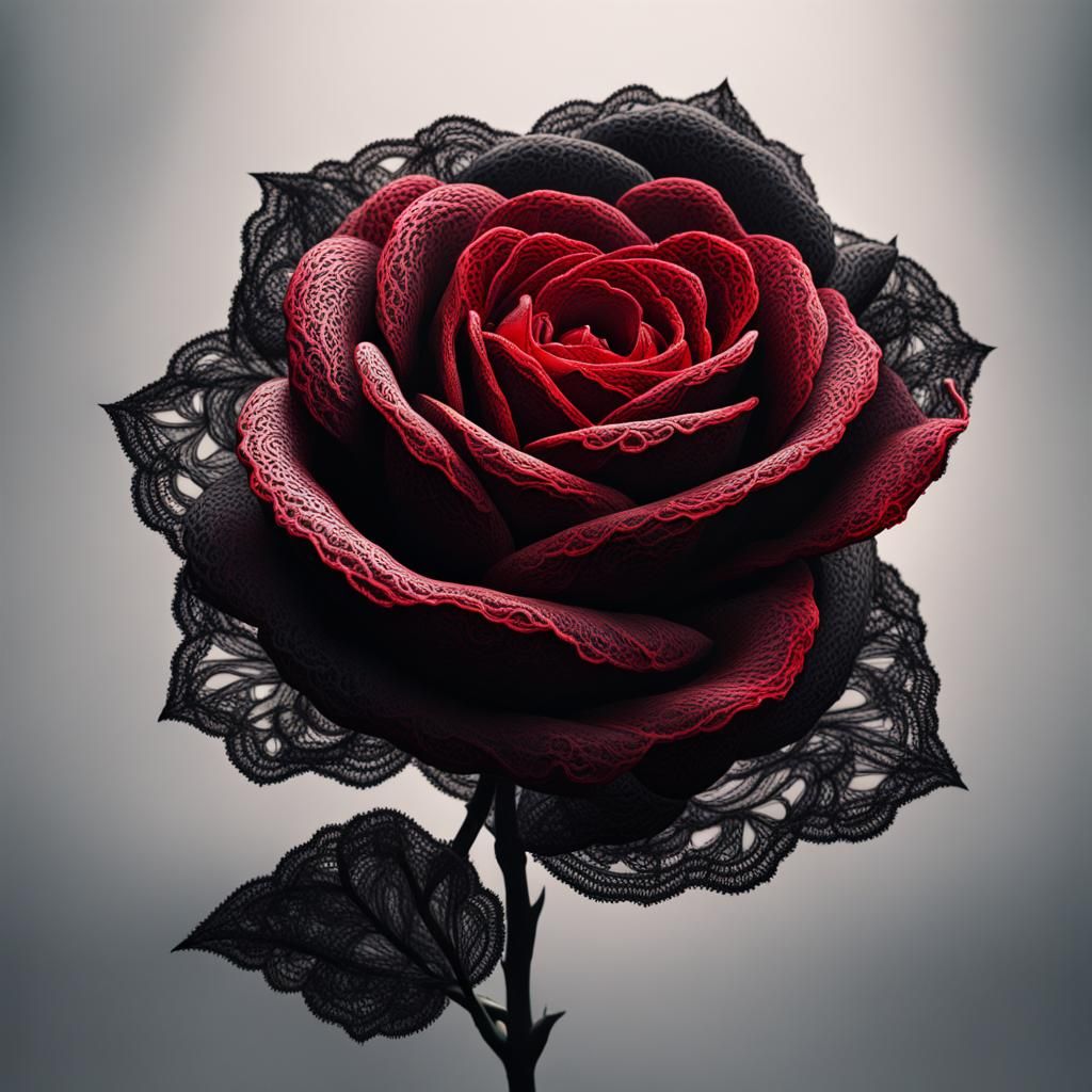 Hyperrealistic Lace Rose in Dramatic Lighting