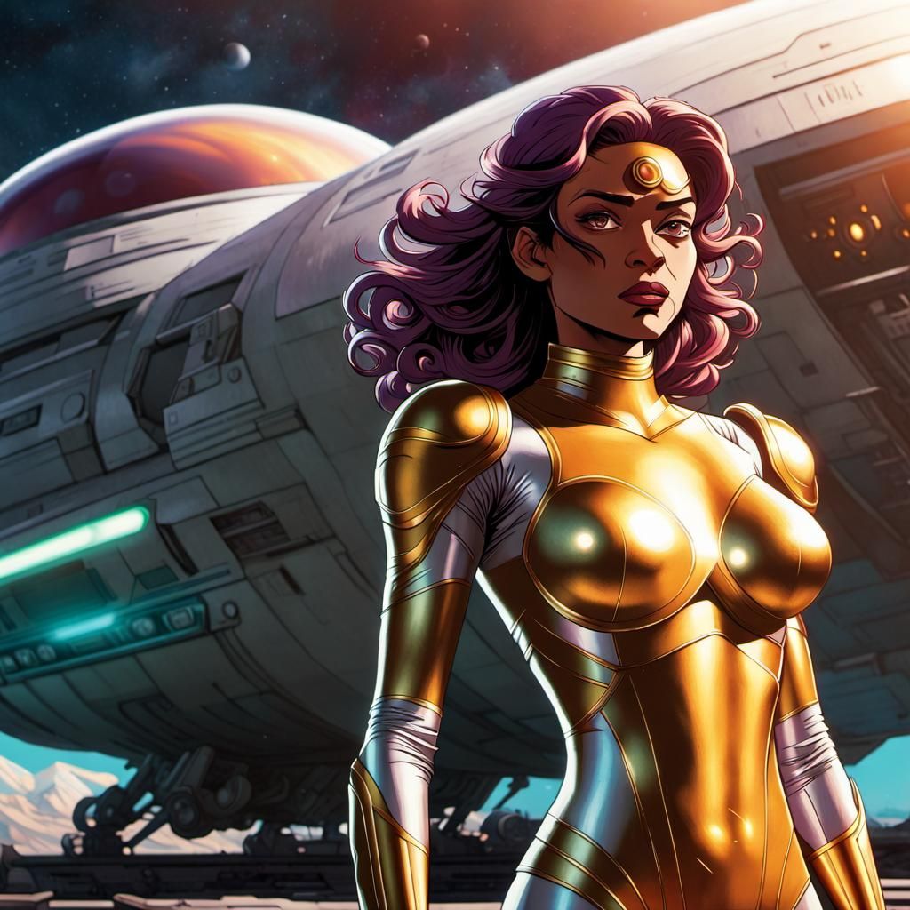 Epic cinematic artwork. total shot From Futurama "Turanga Le...