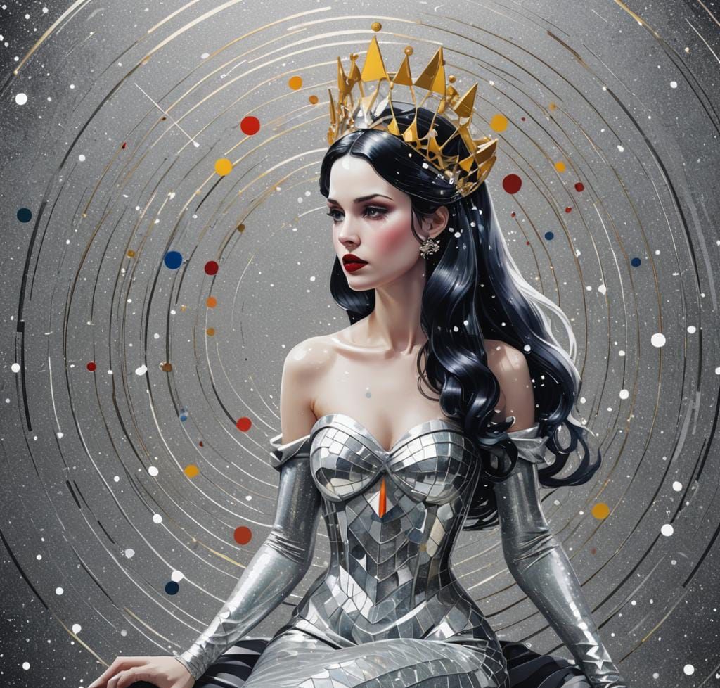 Snow White Space Mermaid in Pop Art Style