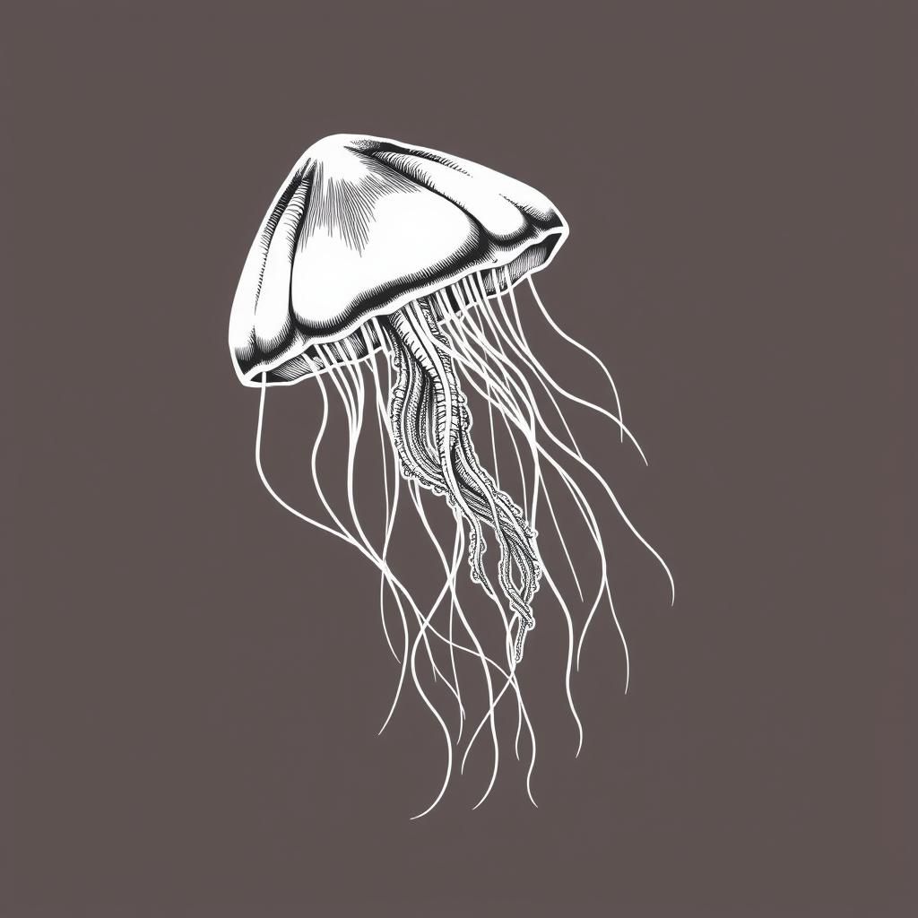 Elegant Line Drawing of a Jellyfish