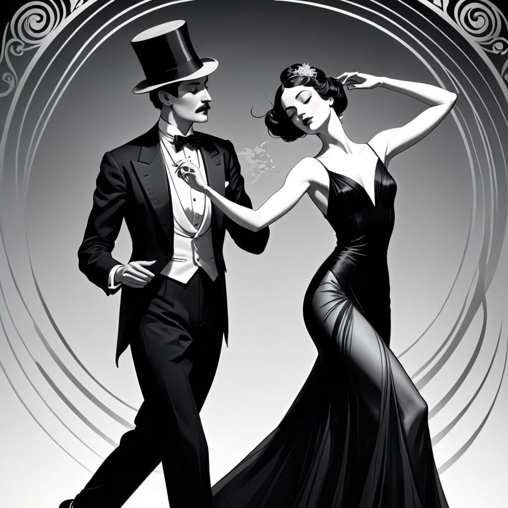 Timeless Couple Dancing in Elegant Black-and-White