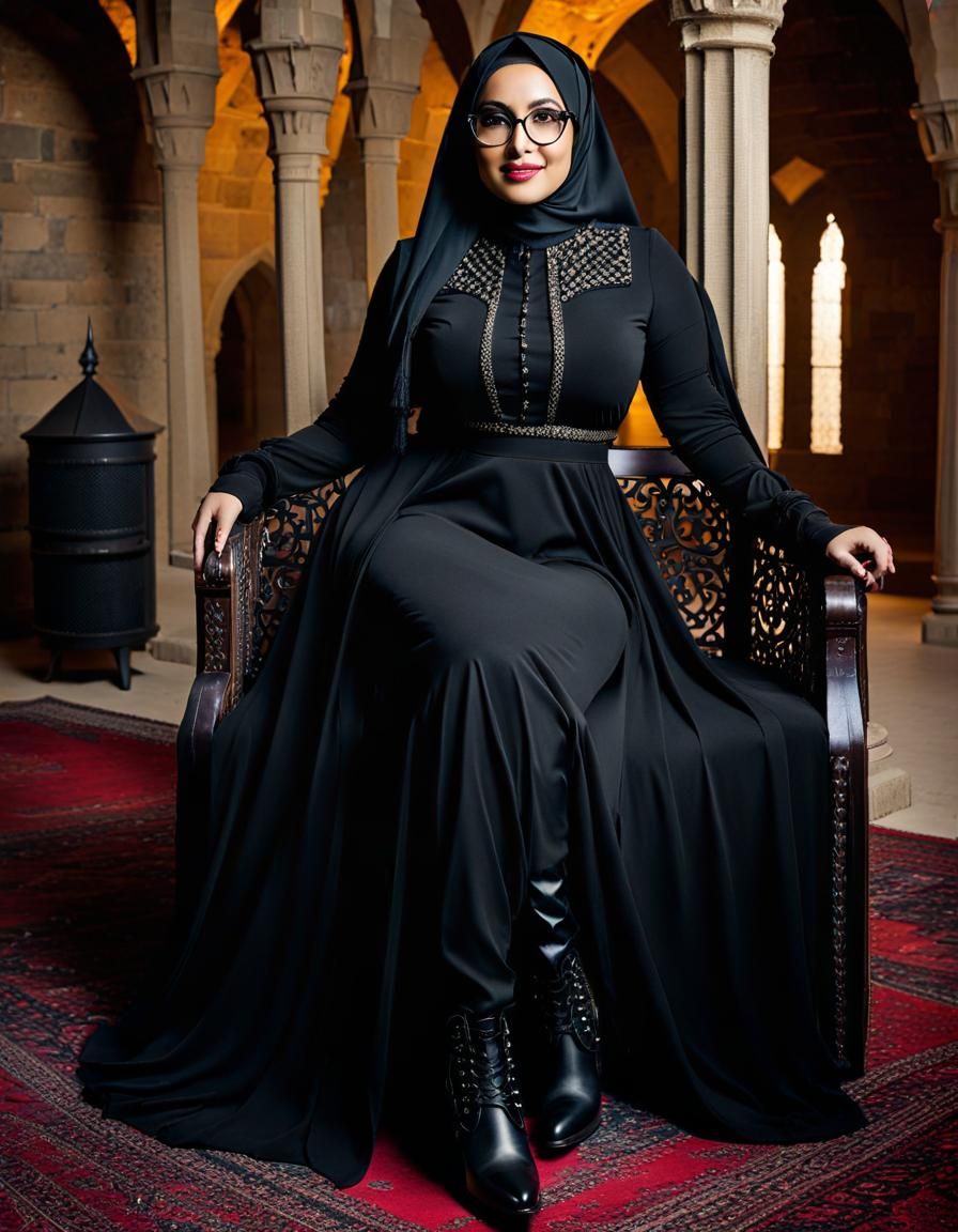 Gothic Hijabi Woman Portrait in Castle, Ultrarealistic