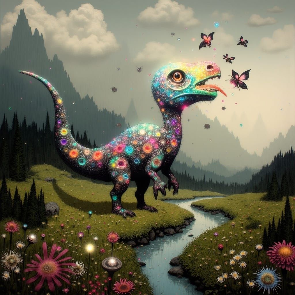 Vibrant Fantasy Landscape Made of Gemstones