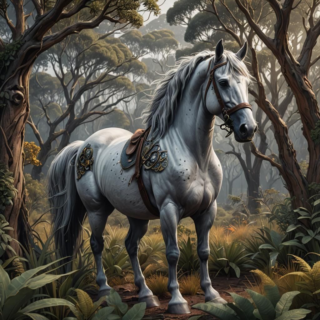 Grey Horse in Australian Bush: Pop-Up Book Art