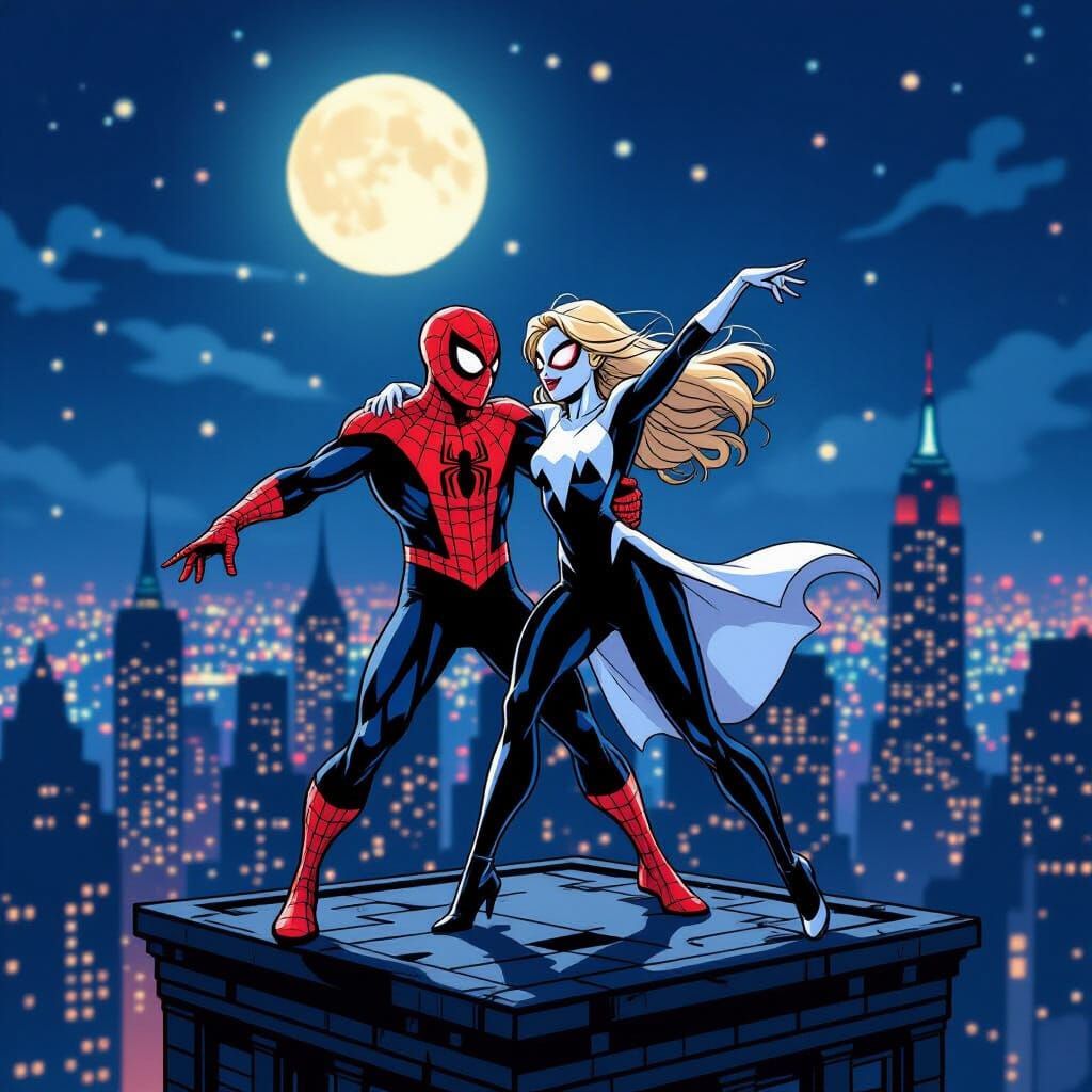 Spider-Man & Ghost-Spider Dance on NYC Rooftop