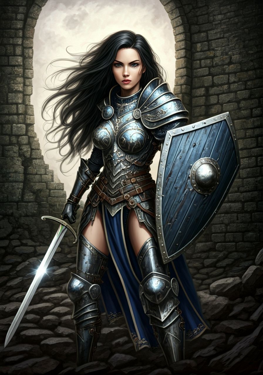 Female Warrior in Armor, Fantasy Art