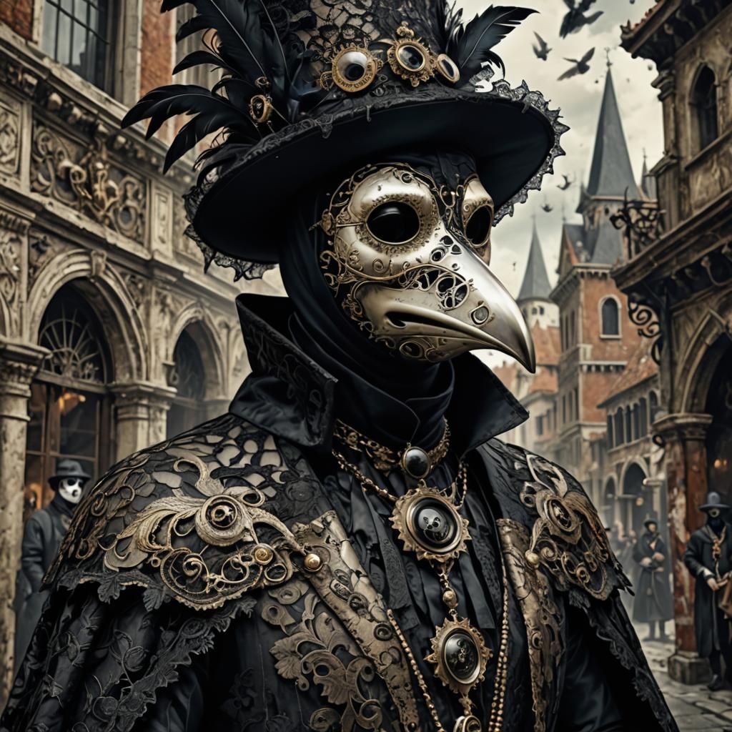Venetian Doge as Plague Doctor in Dark Fantasy Style