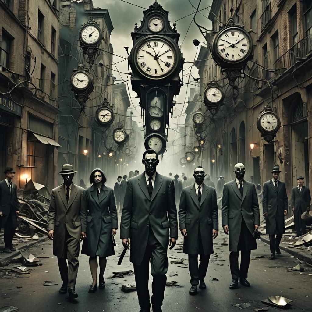 Distorted Figures in Surreal Abandoned City