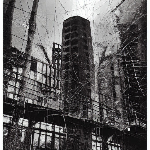 Noir Cityscape: Futuristic Dystopia in Black and White